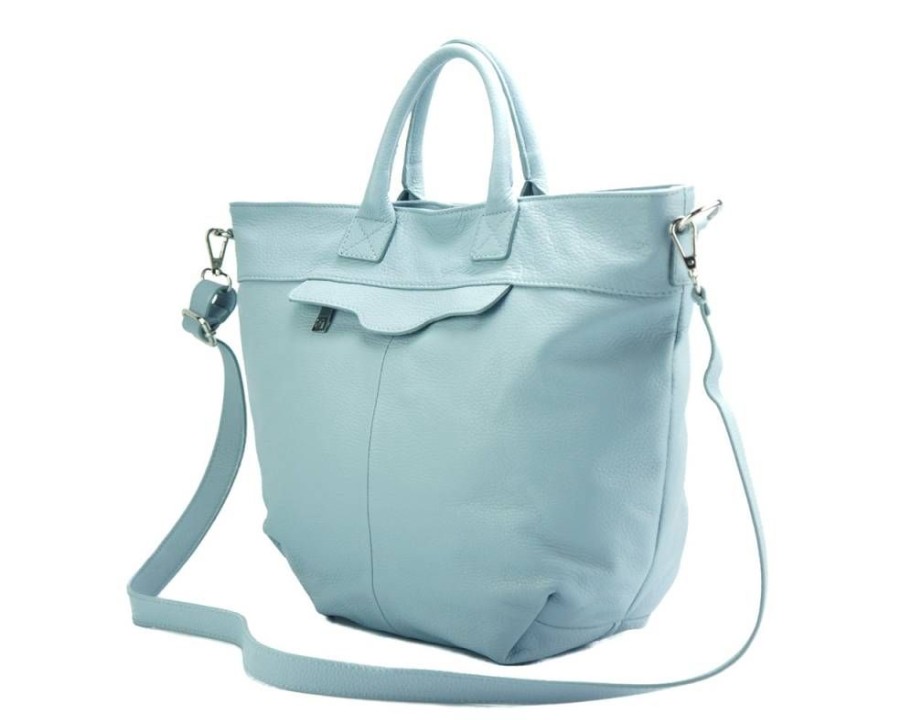 Borse In Pelle Florence Leather | Borsa A Tote Raffaella Celeste Chiaro